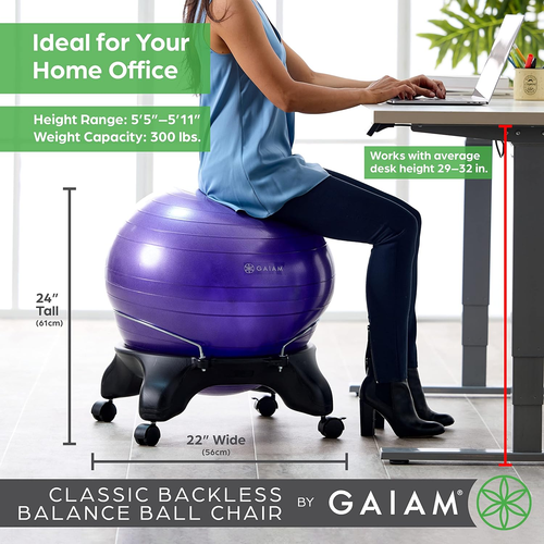 Gaiam Classic Backless Balance Ball Chair – Exercise Stability Yoga Ball Premium - Picture 3 of 12