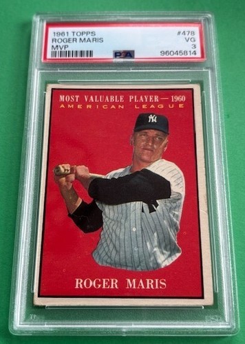 1961 Topps - AL Most Valuable Players Roger Maris #478 - PSA 3 - Recently Graded