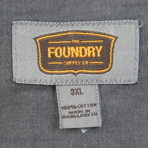 3XL Foundry Supply Co. Gray Dress Shirt Long Sleeve Mans Button Front XXXL 1-648 - Picture 4 of 5