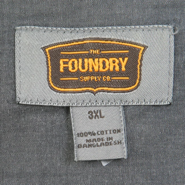 3XL Foundry Supply Co. Gray Dress Shirt Long Sleeve Mans Button Front XXXL 1-648 - Image 4 of 4