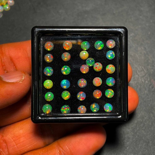 Natural Ethiopian Opal Round Cabochon Loose Gemstone Lot 25 Pcs 4 MM 5 CT - Picture 3 of 5