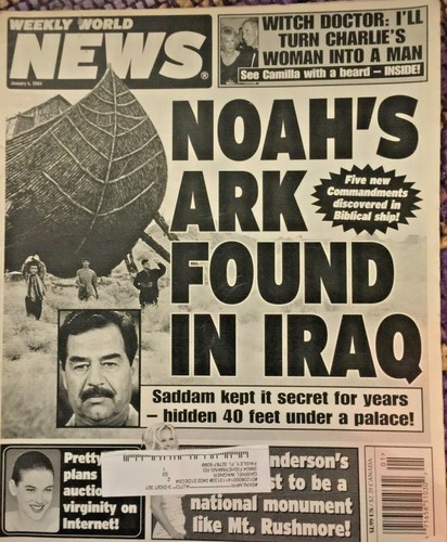 WEEKLY WORLD NEWS 1/6/04 NOAH'S ARK FOUND IN IRAQ w/5 NEW COMMANDMENTS  - Bild 1 von 2