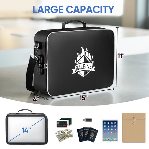 Fireproof Document Bag with Lock, Portable Waterproof Fire Proof File Organizer - Picture 7 of 8