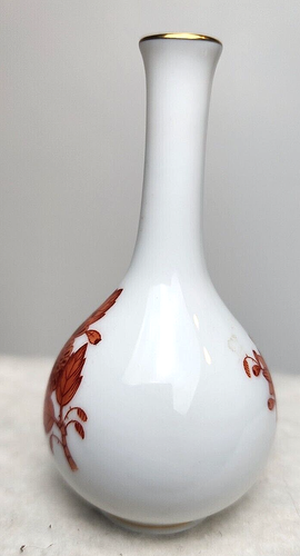 Vintage Herend Chinese Bouquet Rust Gold Trim Miniature Porcelain Bud Vase - Picture 4 of 5