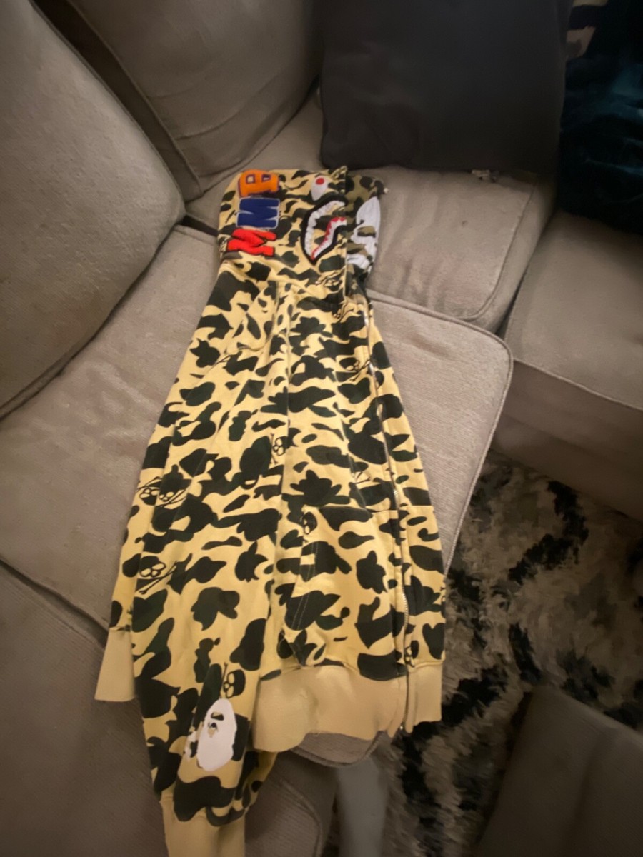 BAPE x Mastermind Japan 1st Camo Embroidered Skull Hoodie Yellow