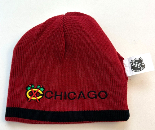 CCM Hockey Chicago Blackhawks Sombrero Reversible Gorro NHL Unisex Negro Rojo Nuevo - Imagen 7 de 10