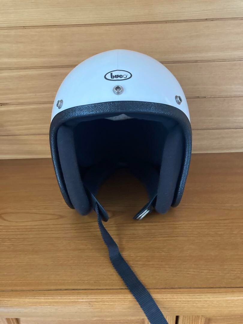 Vintage Buco Motorcycle Half Helmet Silver White Deadstock L