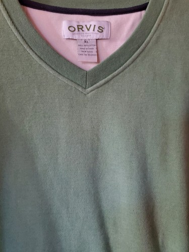 Orvis Sweater Vest Men's XL Light Green Cotton Pullover Knit V-Neck Sleeveless - Picture 9 of 9