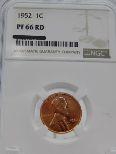 1952 NGC PF 66 RD RED Lincoln Wheat Back CENT #BT-262