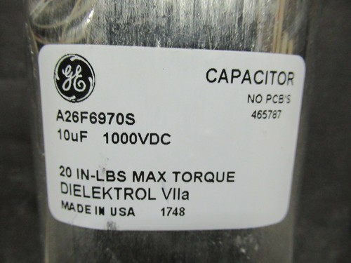 GE GENERAL ELECTRIC NON PCB A26F6970S CAPACITOR 10 uF 1000 VDC DIELEKTROL - Picture 3 of 7