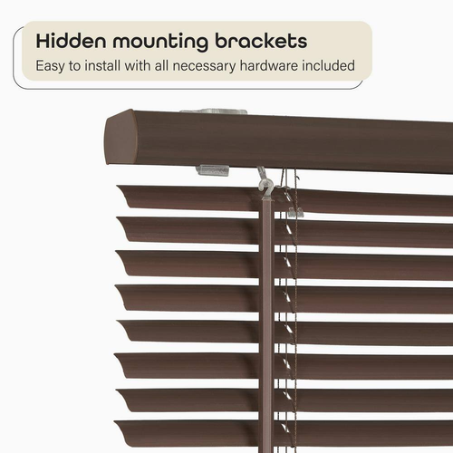 Cordless 1-Inch Room Darkening WINDOW MINI BLINDS Mahogany Brown - Picture 6 of 9
