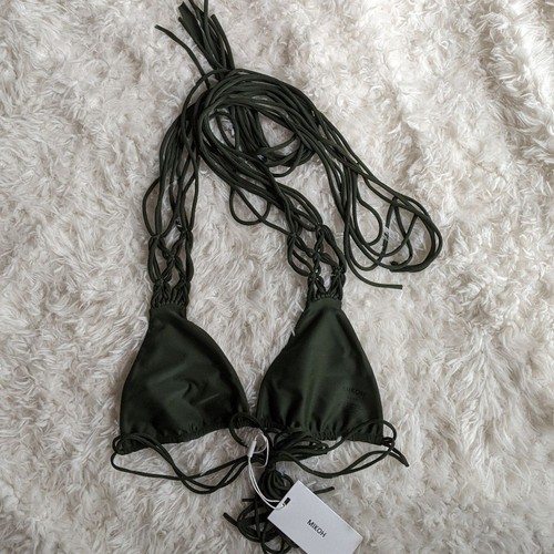 NWT MIKOH Venezuela Crochet Fringe Bikini Top Night Jungle green Small s - Picture 3 of 4