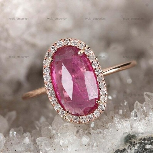 Anillo de aniversario apilable de plata de ley 925 rubí natural ovalado - Imagen 5 de 8