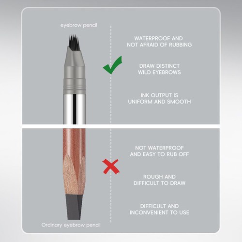 Eyebrow Pen Multi-fork Tip Liquid Brow Pencil Smudge-Proof Hairline - Picture 4 of 14