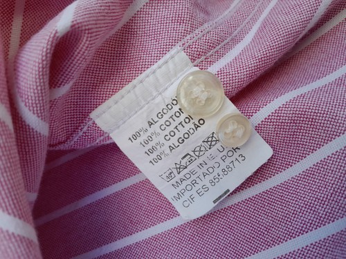 Vickers Boston 1919 Striped Chambray Shirt Men's Medium 40 Pink Made In Spain - Picture 12 of 12