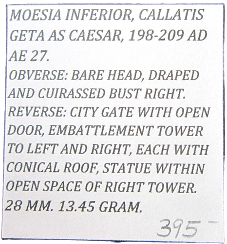 MOESIA INFERIOR, CALLATIS. AE 27. GETA AS CAESAR, 198-209 AD. REVERSO PUERTA CIUDAD - Imagen 3 de 3