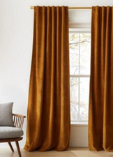 Cinnamon Velvet Curtain Set Blackout Rod Pocket  Back Tab Window Treatment