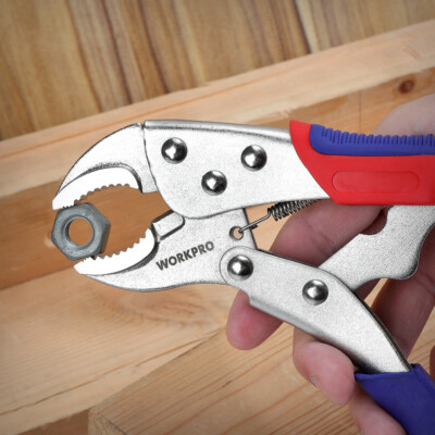 WORKPRO Gripzangen Set 3tlg mit Handgriff, selbsthemmend,Chrom-Vanadium-Stahl