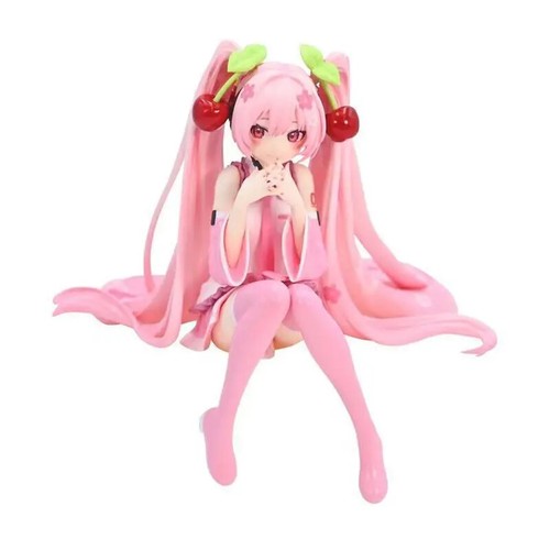 Figura Anime Hatsune Miku Vestido Rosa Postura Sentada PVC Modelo Juguetes de Acción - Imagen 3 de 12