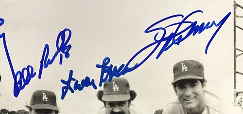 DODGERS 1981 INFIELD SIGNED 8X10 BLK/WHT PHOTO RUSSELL GARVEY CEY LOPES JSA - Picture 3 of 4