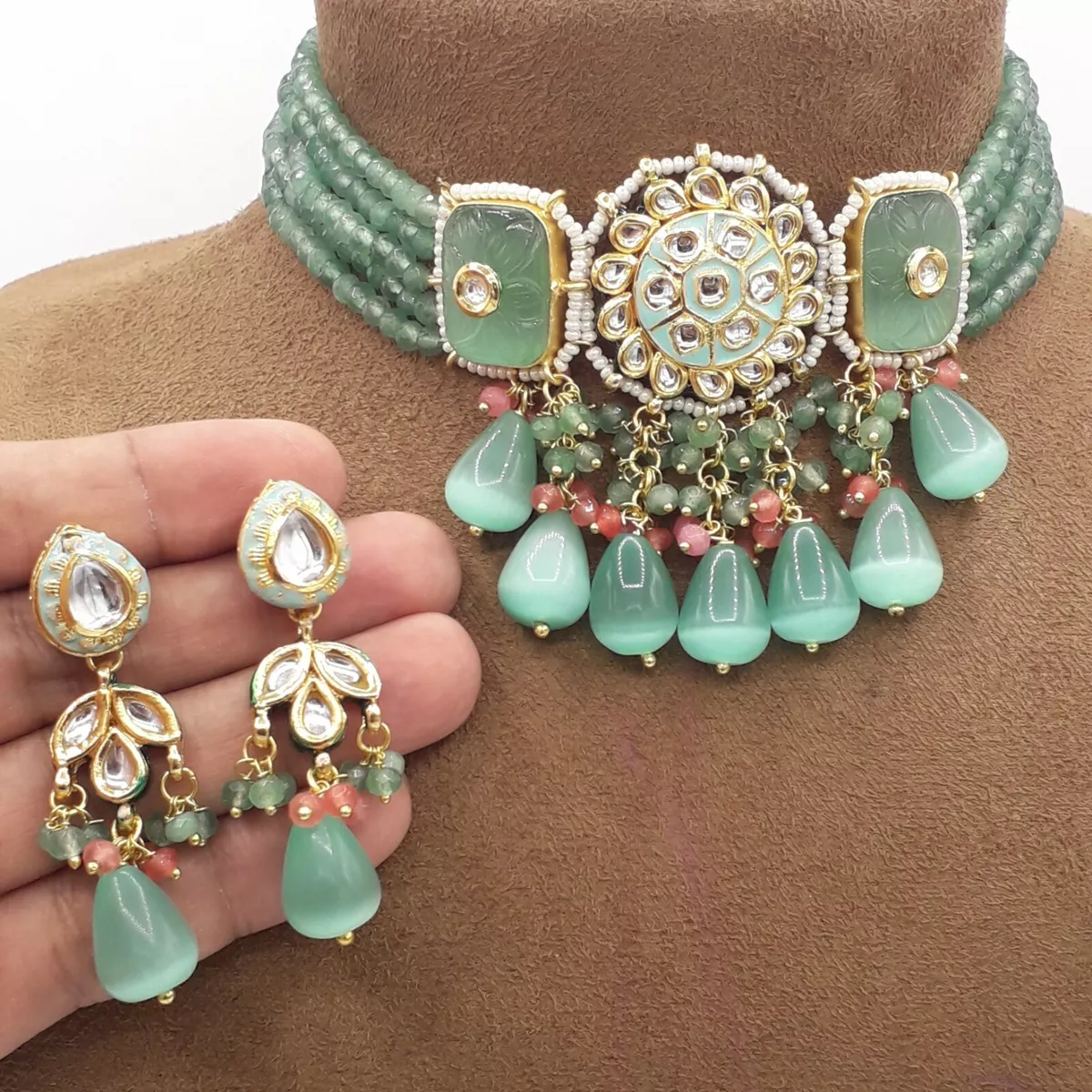 Sea green 2024 jewellery set