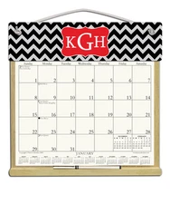 MONOGRAM WOODEN REFILLABLE CALENDAR HOLDER - REFILLS AVAILABLE EVERY YEAR!