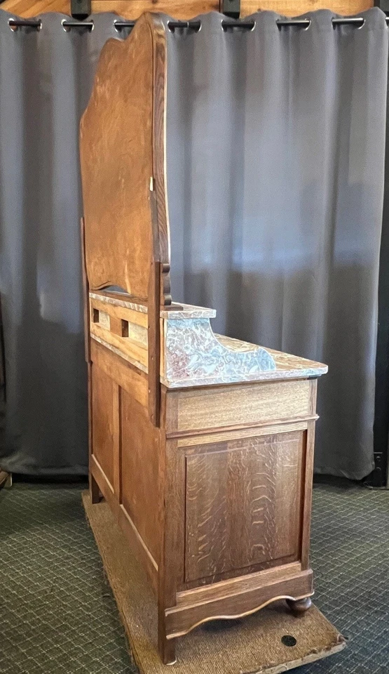 Antique French Oak Dresser with Beveled Mirror - Image 4 of 4