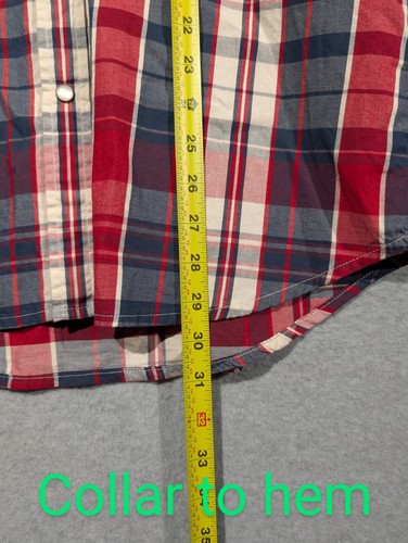 Levis Hemd Herren XL rot blau kariert langarm Cowboy Perlen Druckknopf unbedruckt Red Tab - Bild 13 von 15