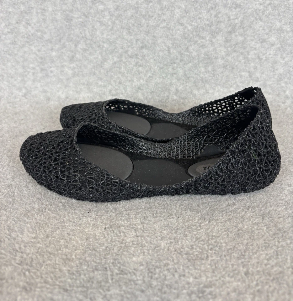 Bailarina Melissa Campana Papel Plana Negra EE. UU. Talla 6 EUR 37 Jelly Glitter Foto 3 de 4