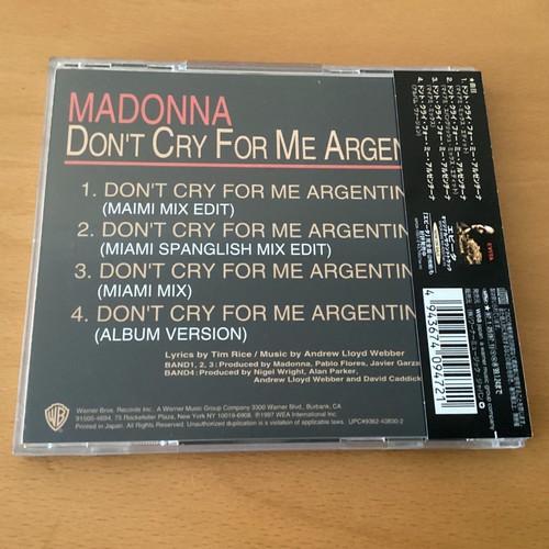 MADONNA DON’T CRY FOR ME ARGENTINA JAPAN CD OBI WPZR-947 - Picture 2 of 3