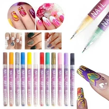 12 Colors Nail Art Pens Set, 2026 New DIY Nail Art Markers Drawing Painting Line