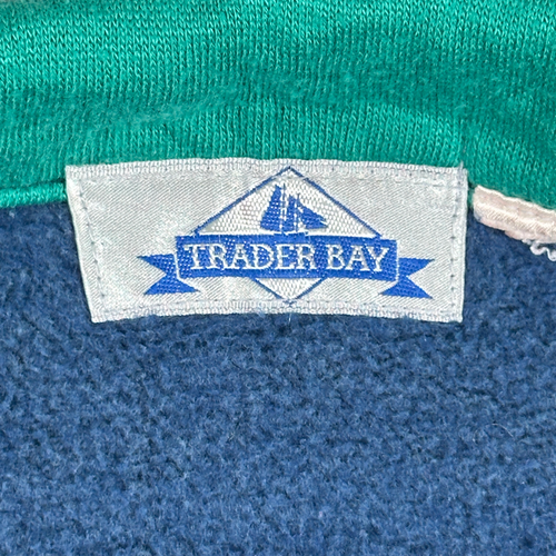 Vintage Track Jacket Adult LARGE Blue Colorblock JC Penney Trader Bay Fleece 90s - Picture 4 of 7