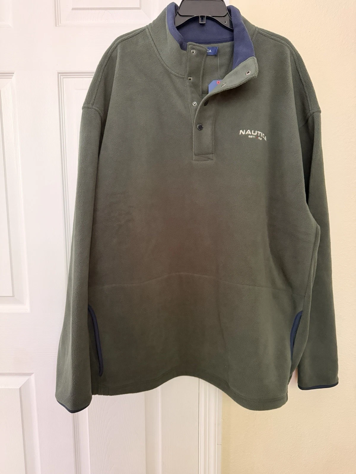 Nautica Men's Fleece Pullover Sweatshirt Mock Neck Snap Pockets 2XL/3XL - product detail image 2