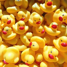 50 Kids Bath Rubber Ducks Yellow Duck Lot Baby Shower Cute Toys Ducky Sound Play