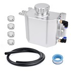  Coolant Overflow Tank, Aluminum Coolant Reservoir Tank with Hose Kits, Silver