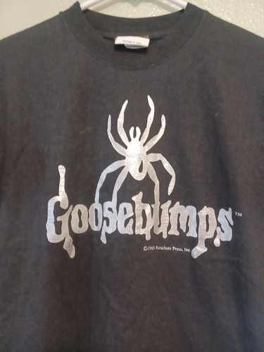 Vintage 1995 Youth Goosebumps T-shirt RL Stine Spider Spooky Black Used As-Is - Picture 2 of 9