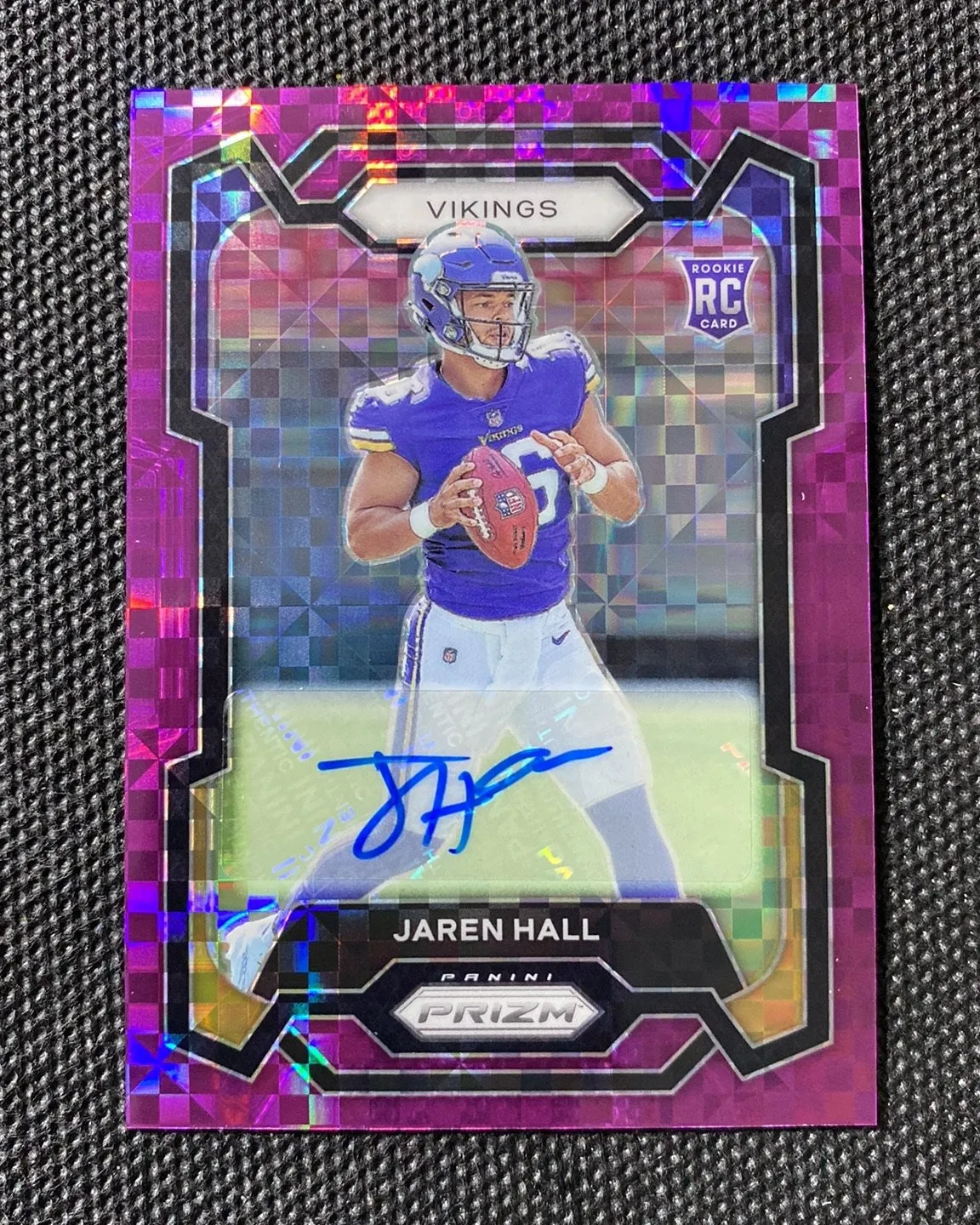 2023 Prizm Purple Power #367 Jaren Hall RC Rookie Auto Vikings 40/49 GL12