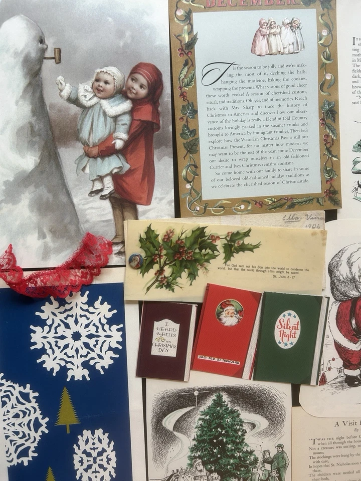 Christmas Junk Journal Vintage Ephemera Lot - 75 + unique items, Santa Claus - Image 3 of 4