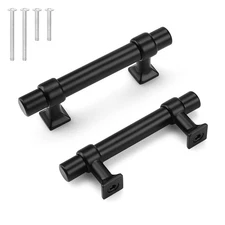 knobelite 10 Pack Hole Centers 2.5 inch Matte Black Cabinet Handles, Stainles...