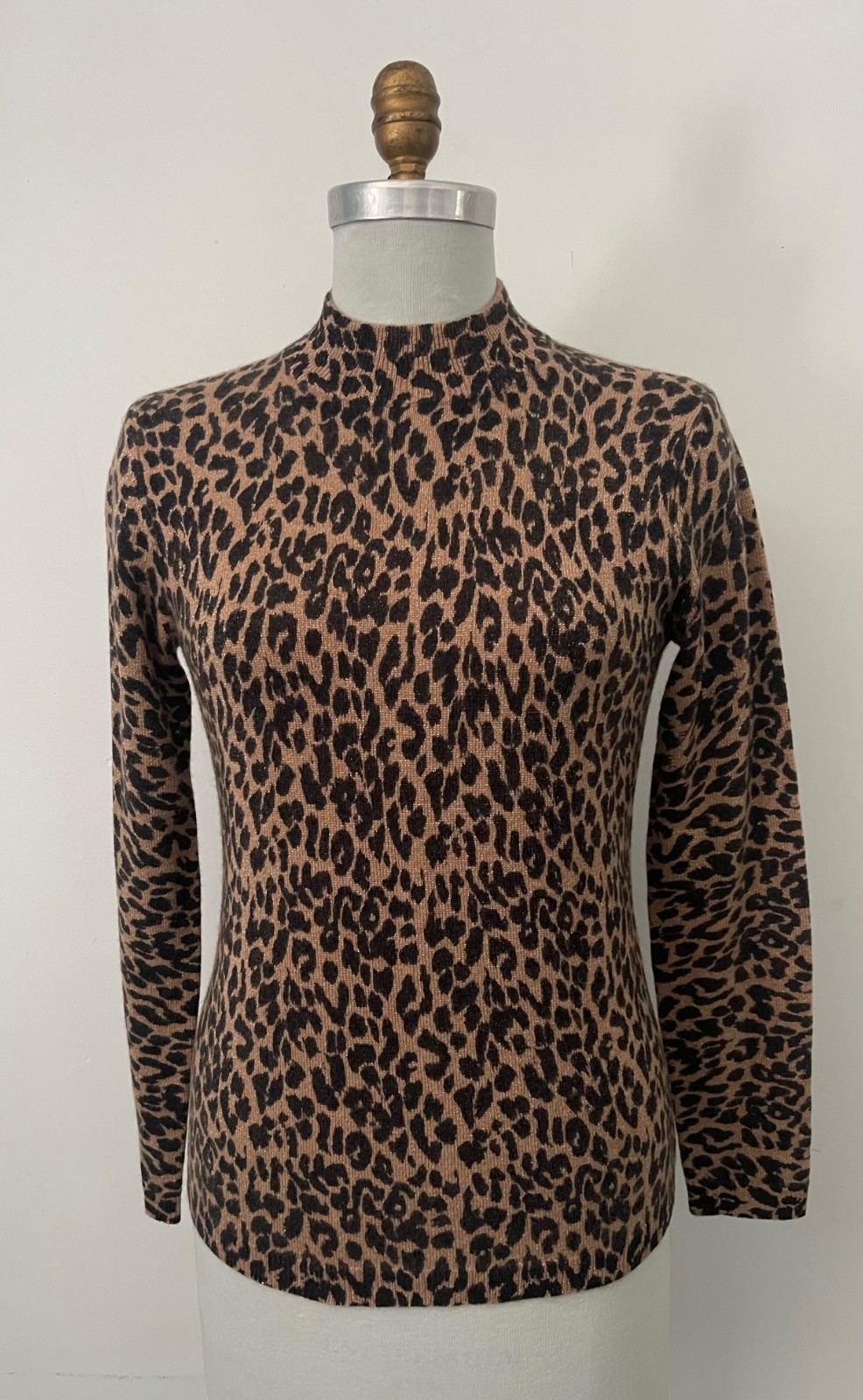 NEIMAN MARCUS leopard pattern cashmere sweater ~S… - image 1