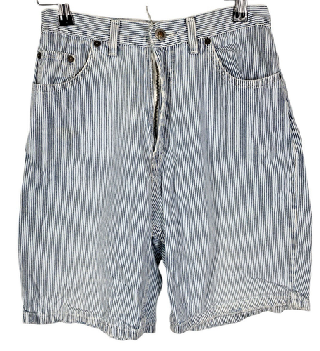 Pantalones Cortos de Denim Glory Desteñidos De Colección Rayas de Nogal Para Hombre Ropa de Calle Grunge Talla 26 - Imagen 2 de 12