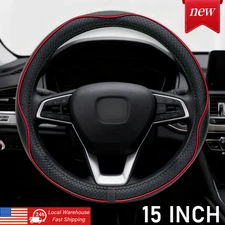 Leather Steering Wheel Cover 15" Red TRD Sport for Toyota Tundra 4Runner Tacoma