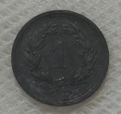 1944 SWITZERLAND 1 RAPPEN ZINC COIN WORLD WAR TWO ISSUE - Picture 2 of 2