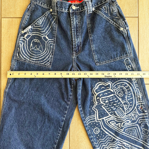 VTG Revolt Wide Leg Carpenter Jeans Youth 13/14 30" Waist Baggy Skater Custom - Picture 13 of 13