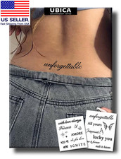 Semi Permanent Tattoo, "Unforgettable" Words Script Design, Small  2 Sheets, Re