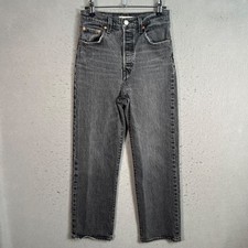 Levis Womens Size 25 Ribcage Straight Ankle Jeans Gray Cotton Blend Denim