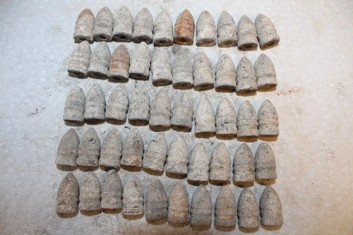 LOT OF 50 DUG CIVIL WAR SHARPS BULLETS FOUND CUSTER'S CAMPS WINCHESTER V.A.# 1