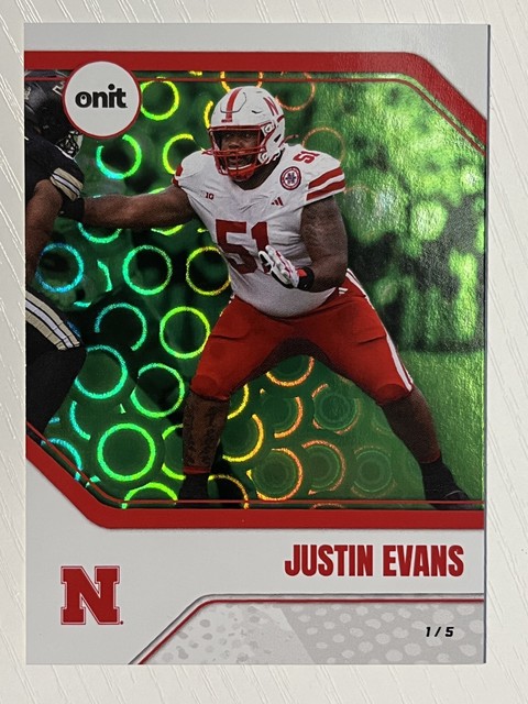 Justin Evans 2025 Onit Athlete Nebraska Cornhuskers Football Green Parallel 1/5