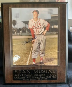 Stan Musial Autograph Plaque With BGS COA