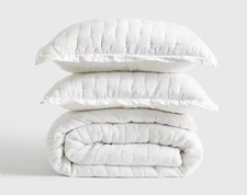 NWOT Quince Quilt European Linen Dream Quilt 2 Shams Set White Full Queen